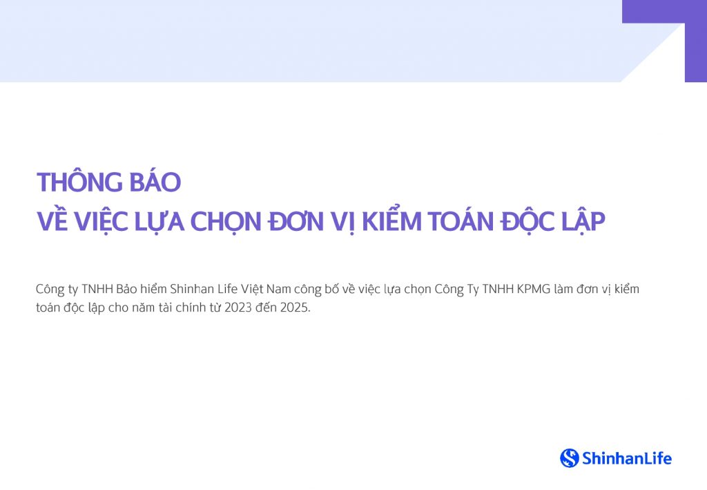 bảo hiểm shinhan life chọn đơn vị kiểm toán độc lập